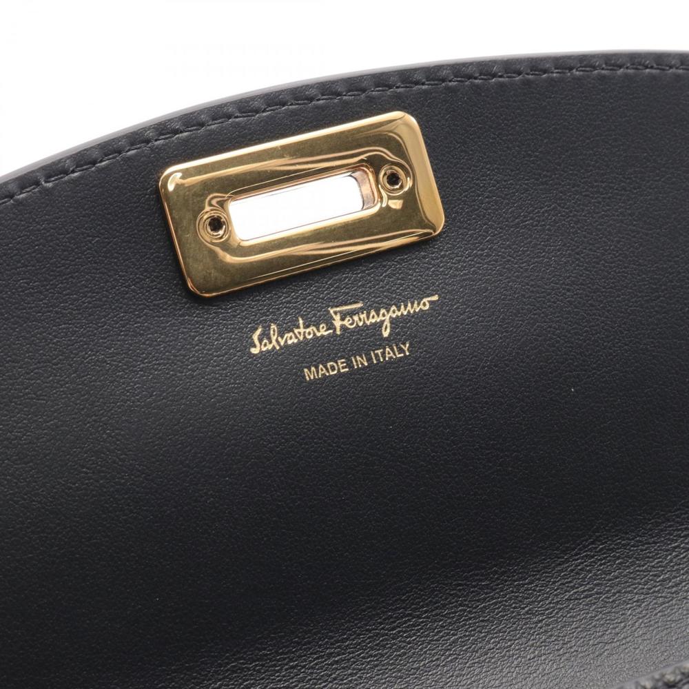 Salvatore Ferragamo Gancini Bifold Long Wallet Leather Black - Picture 4 of 6